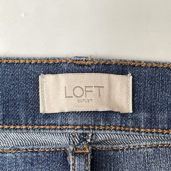 Loft Shorts‎ Womens 4 Blue Jeans Denim Button Fly Cut Off Cotton Stretch Medium - Picture 7 of 9